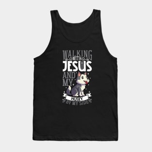 Jesus and dog - Siberian Husky Tank Top